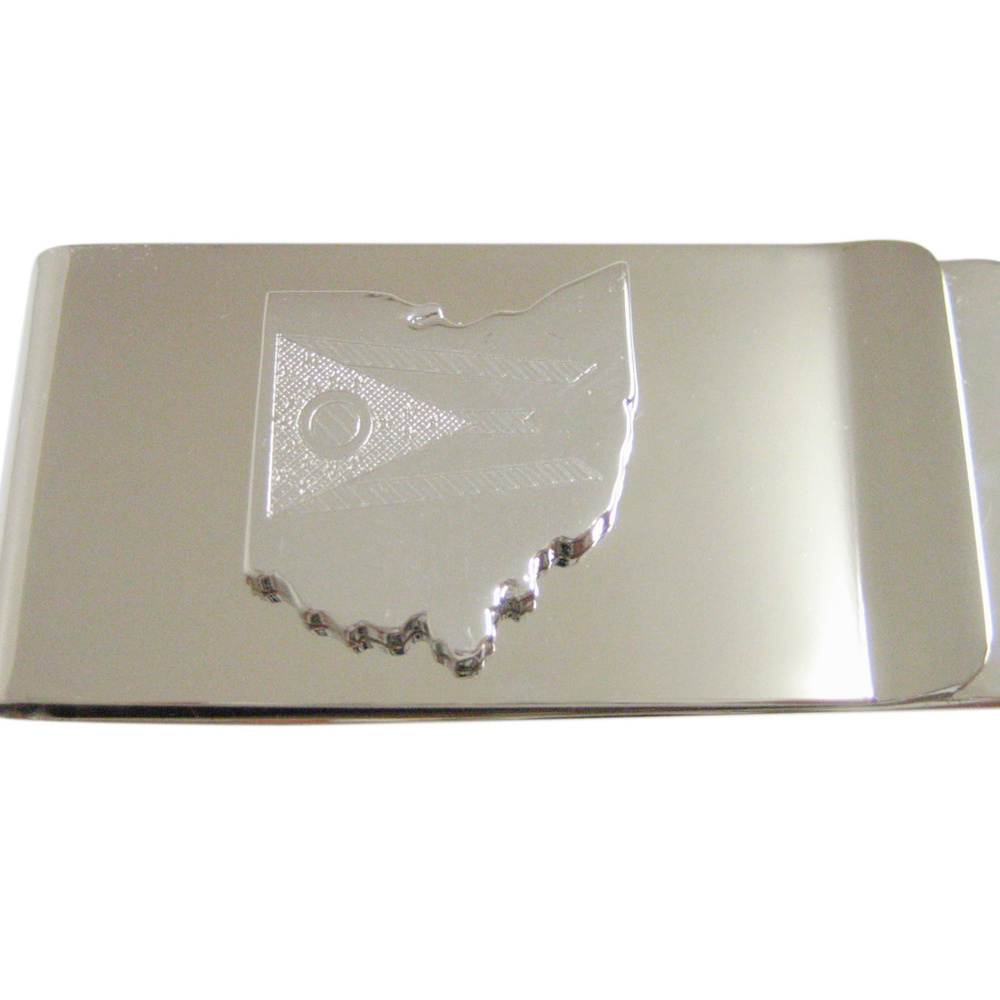 Ohio State Map Shape and Flag Design Money Clip